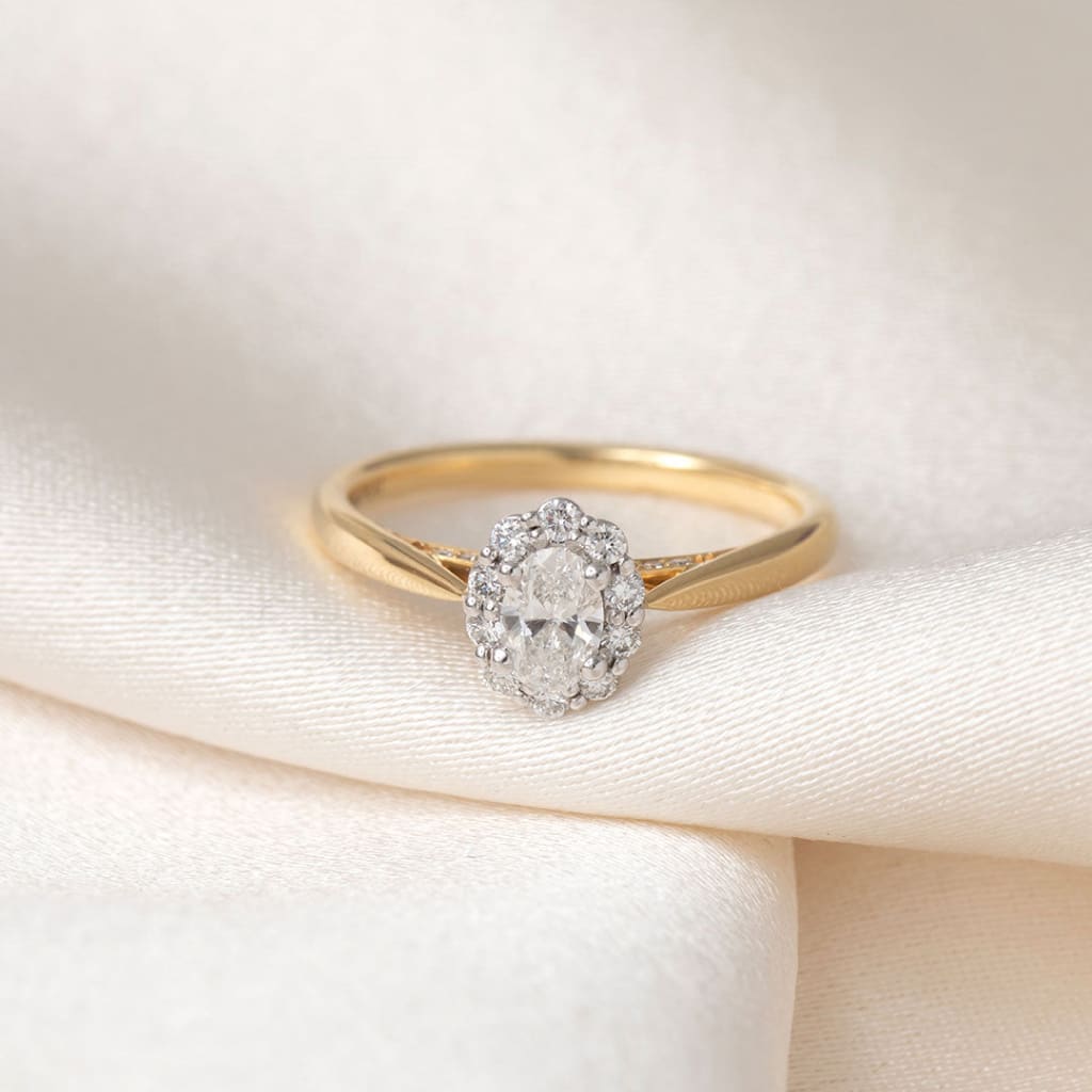 ETAIN 0.50ct | Oval Halo Diamond Engagement Ring in 18ct