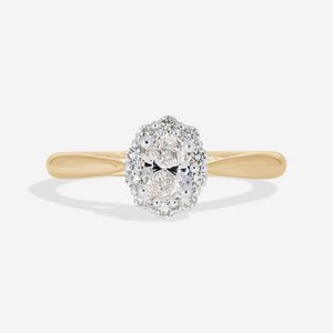 ETAIN 0.50ct | Oval Halo Natural Diamond Engagement Ring in 18ct Gold