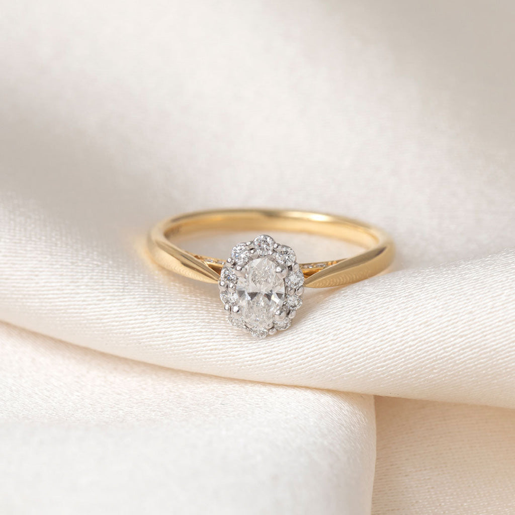 ETAIN 0.50ct | Oval Halo Diamond Engagement Ring in 18ct