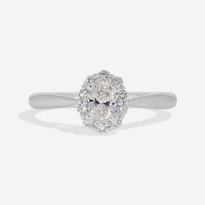 ETAIN 0.50ct | Oval Halo Natural Diamond Engagement Ring in Platinum
