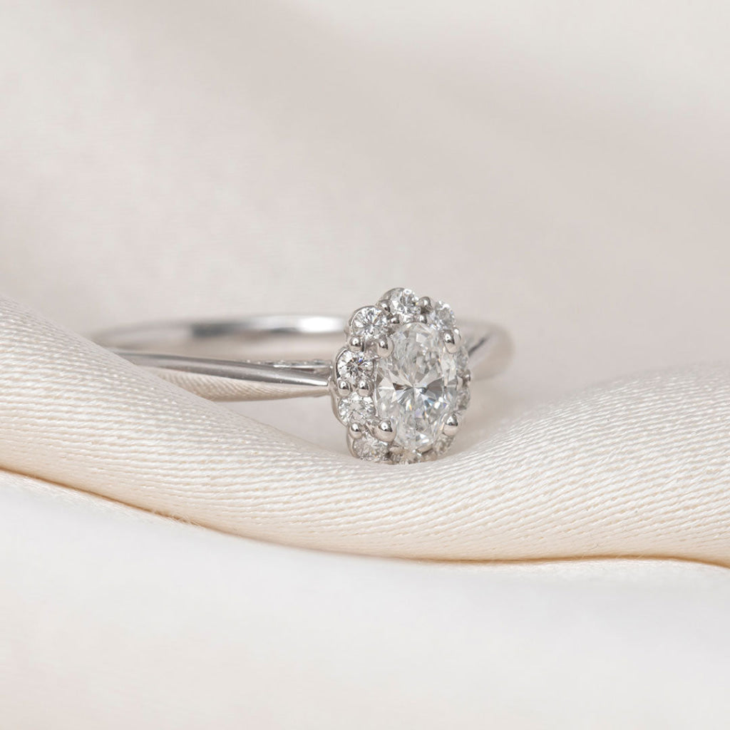 ETAIN 0.50ct | Oval Halo Diamond Engagement Ring