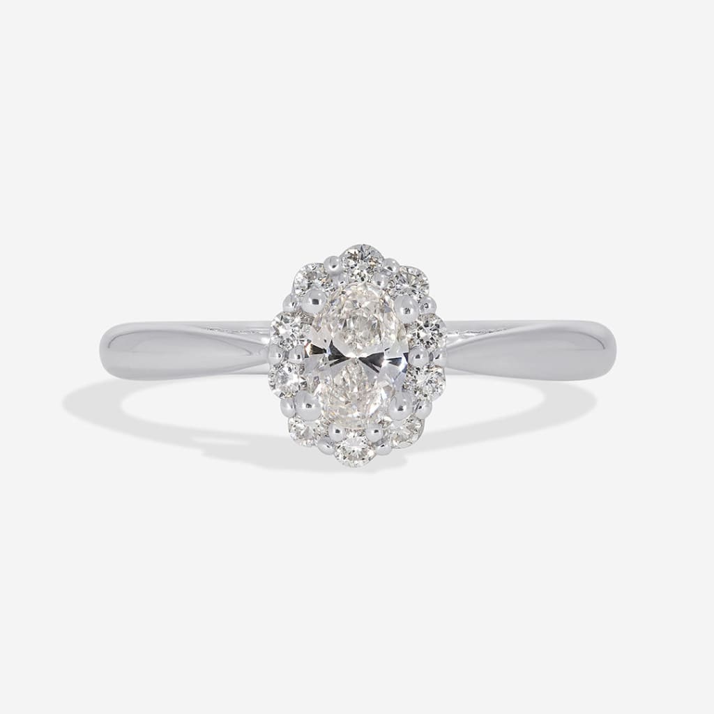 ETAIN | Oval Halo Diamond Set in Platinum 0.51ct