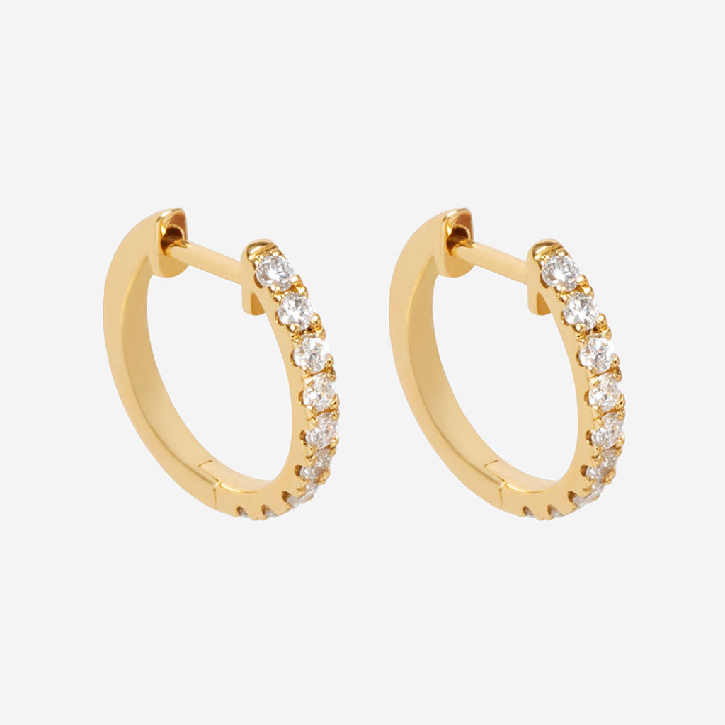 Fashion Attitude 18k Gold-Plated Huggie Earrings With Simulated Diamonds – Two-Tone