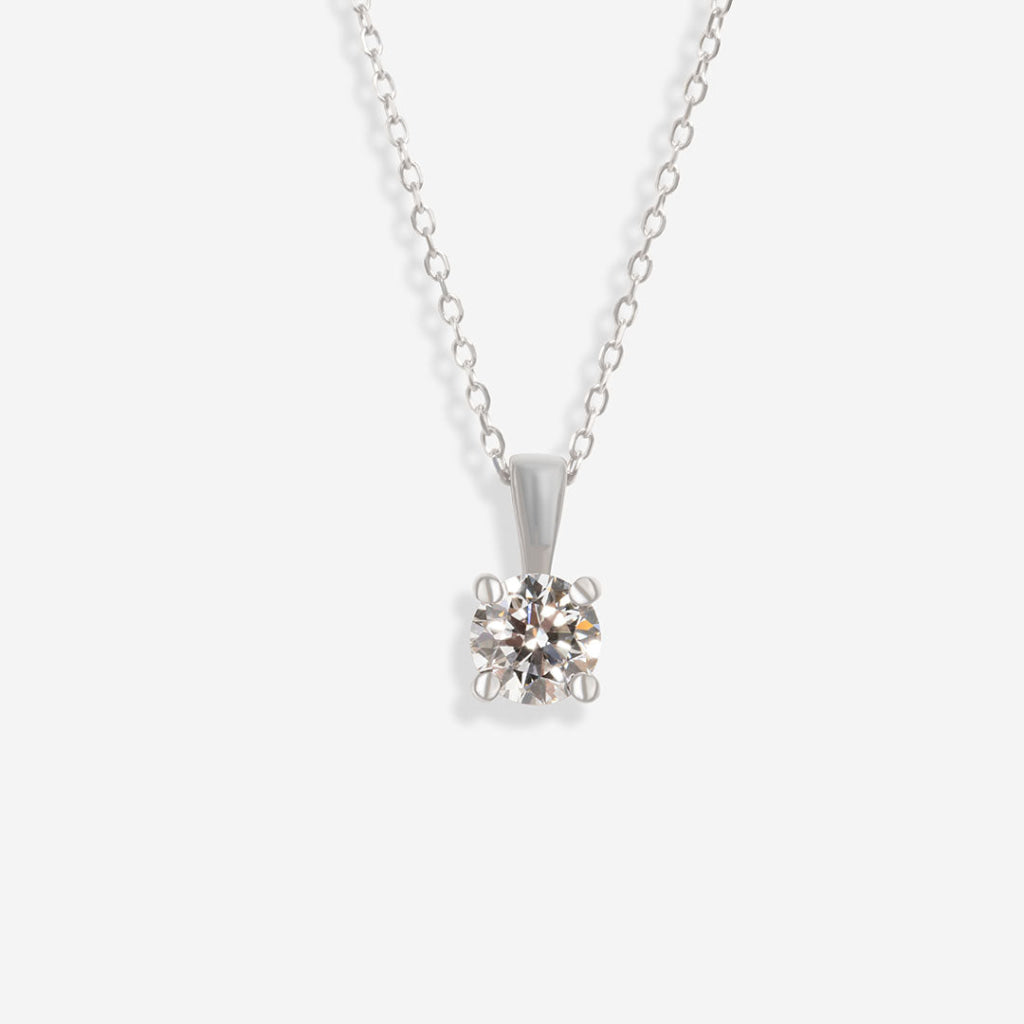 white gold diamond pendant on trace chain