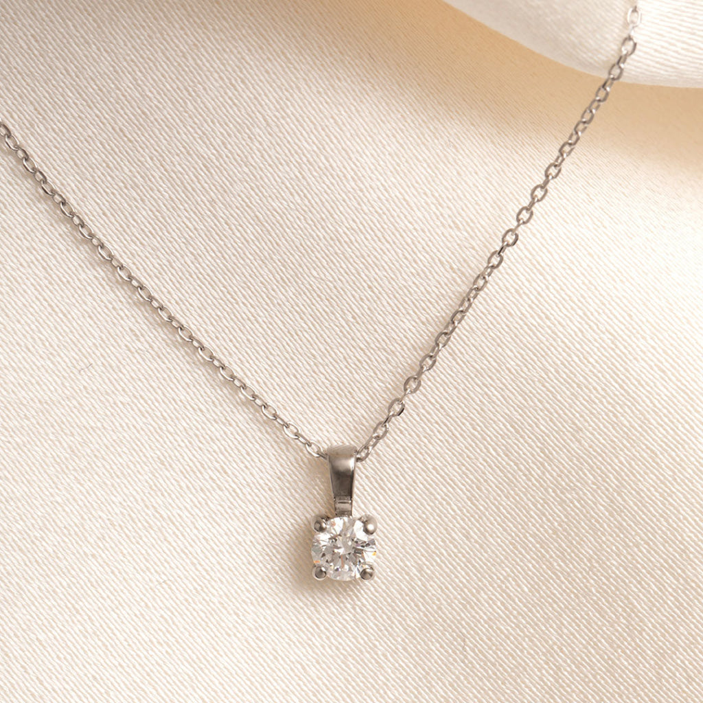 white gold diamond solitaire necklaces