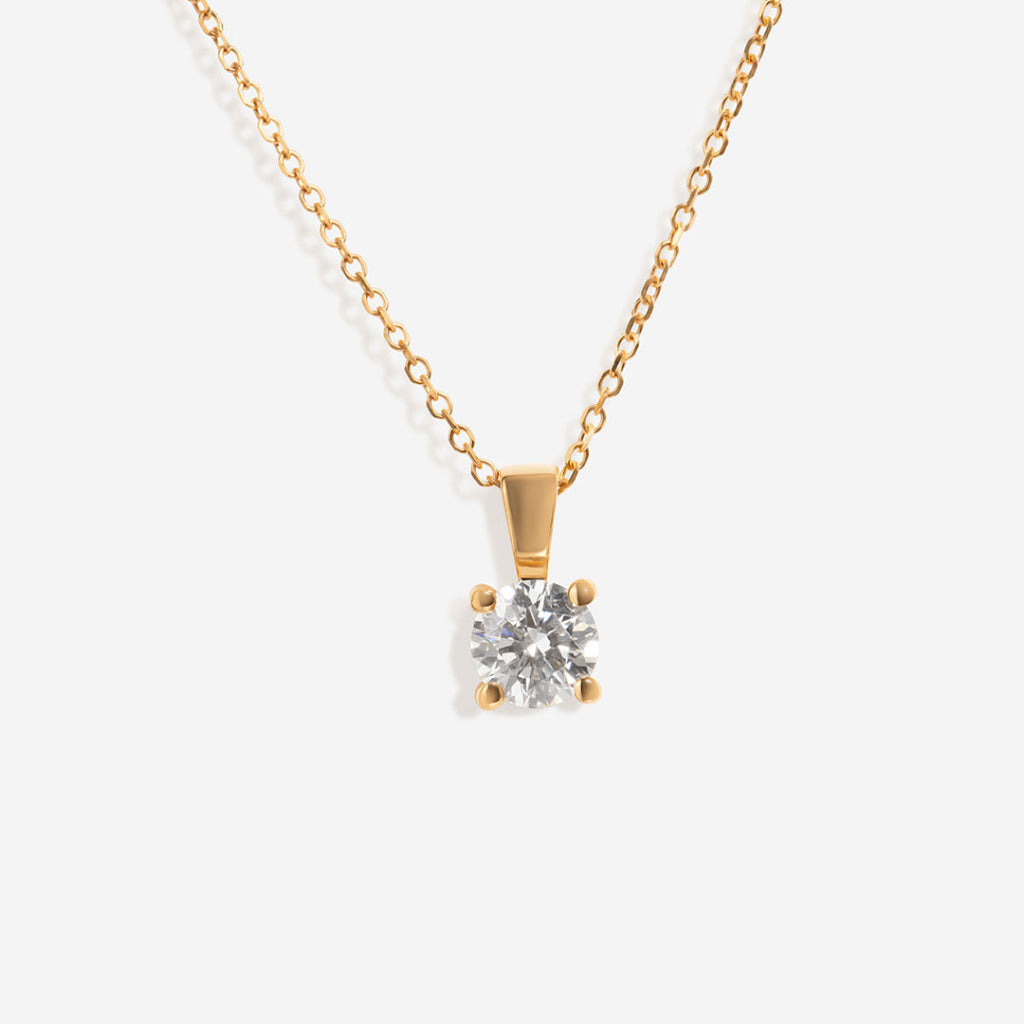 0.50ct yellow gold diamond necklace on white background