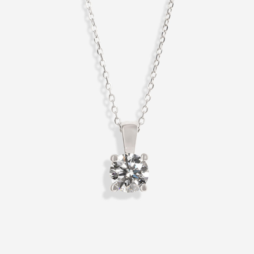 diamond pendant on white gold trace chain