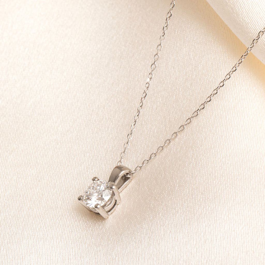 lab diamond necklace on fine white trace chain