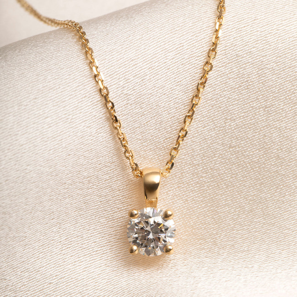 1ct lab grown yellow gold necklace