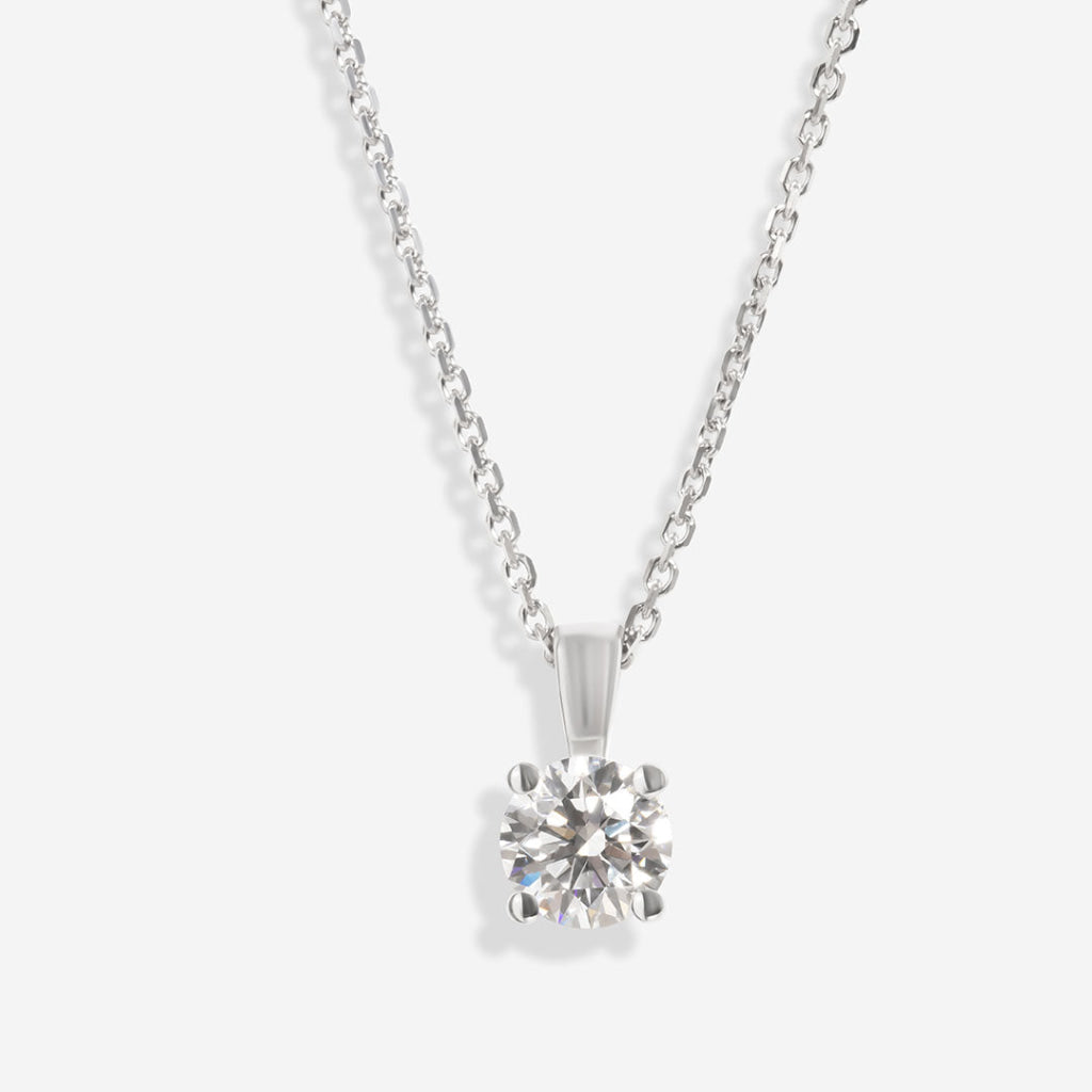 diamond white gold pendant on trace chain