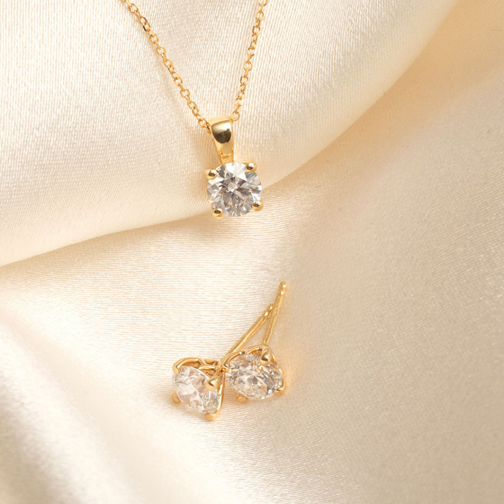 lab grown diamond necklace and earring set