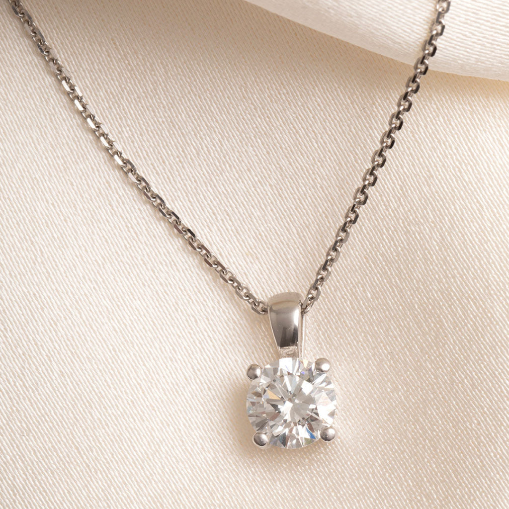 white gold diamond pendant on trace chain