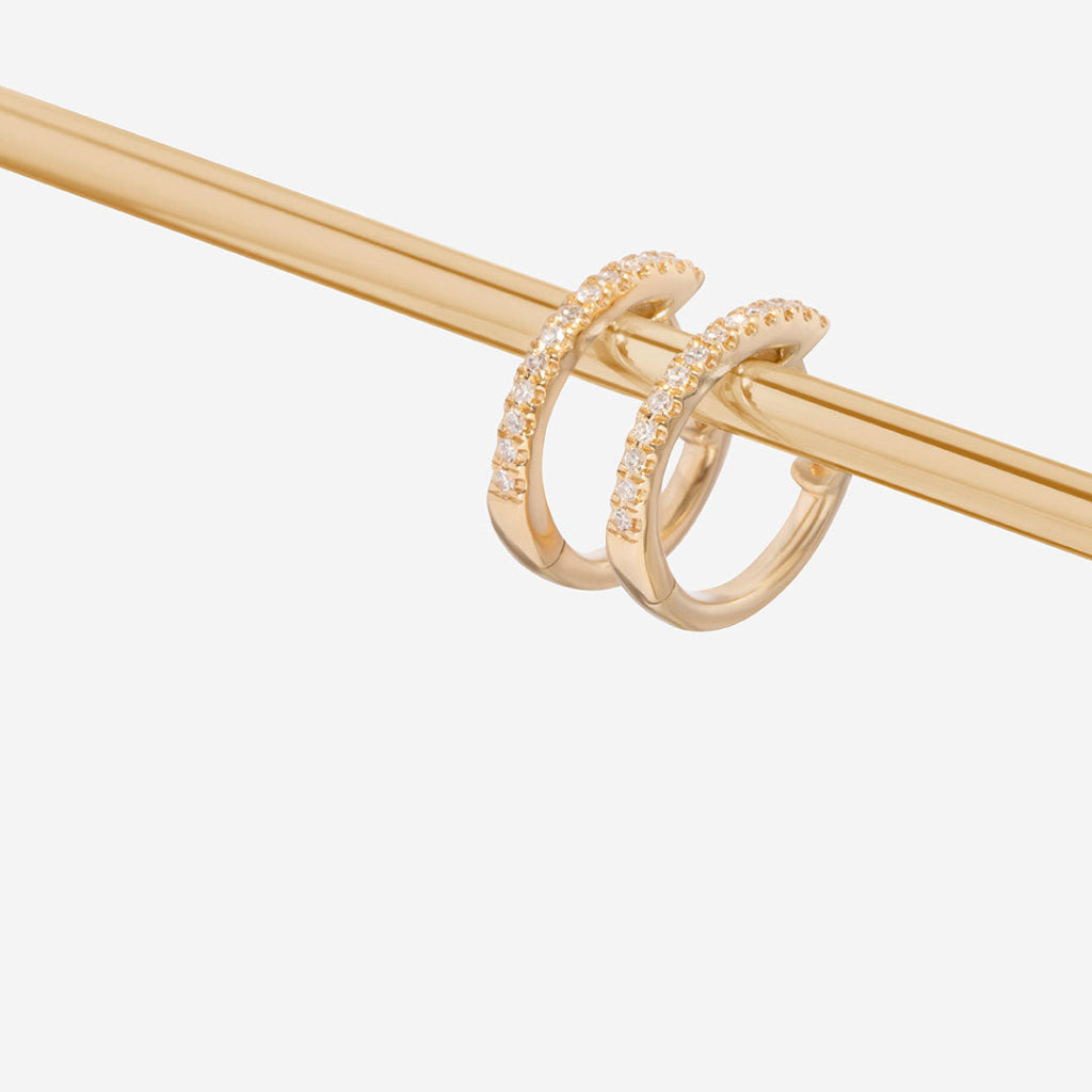 diamond hoop earrings on bar