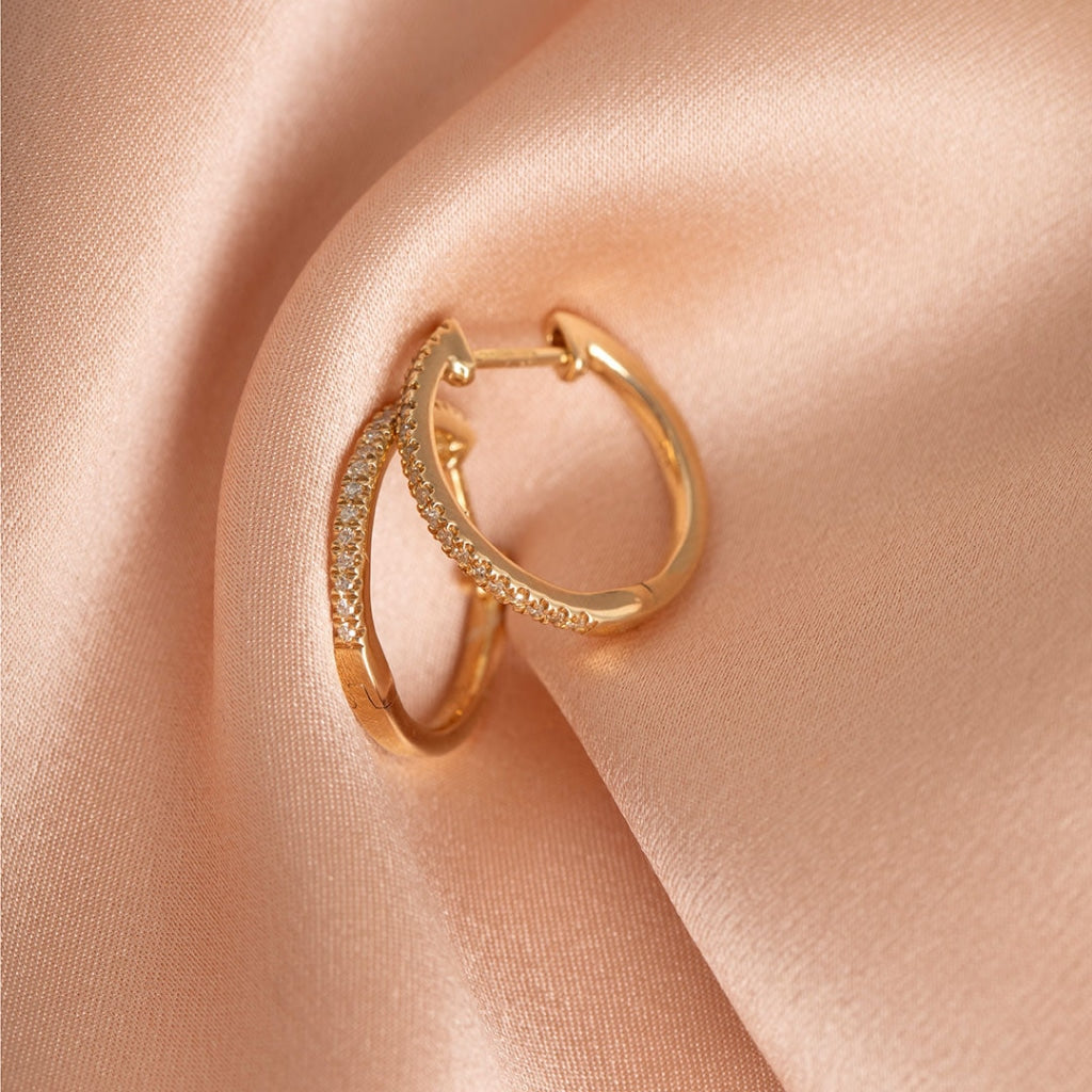 diamond hoop earrings side view