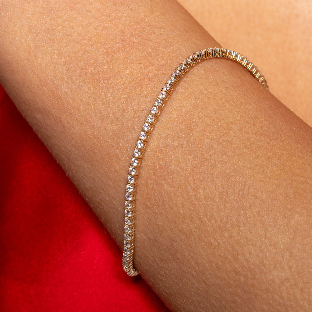 Model wearing Classic Tennis Bracelet - 2mm 9ct gold Photo 3