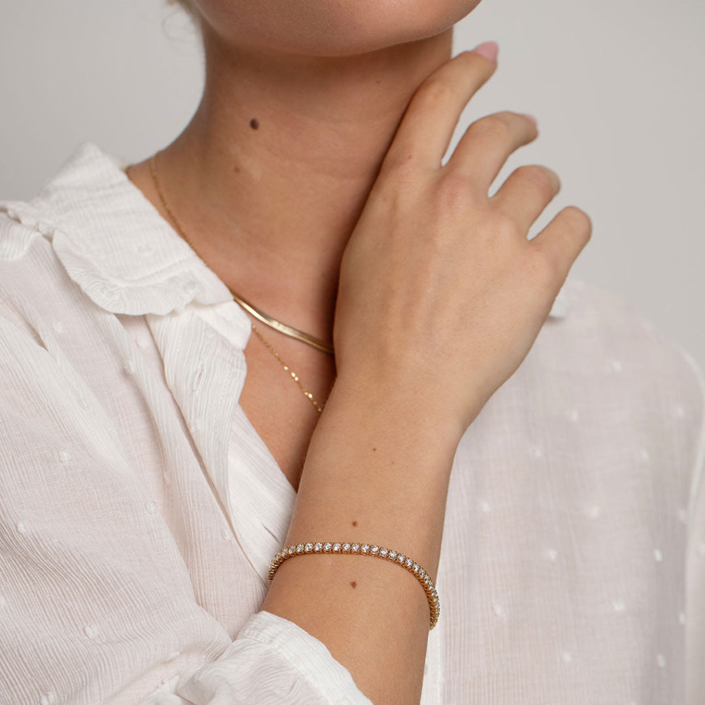 close up of lab tennis bracelet