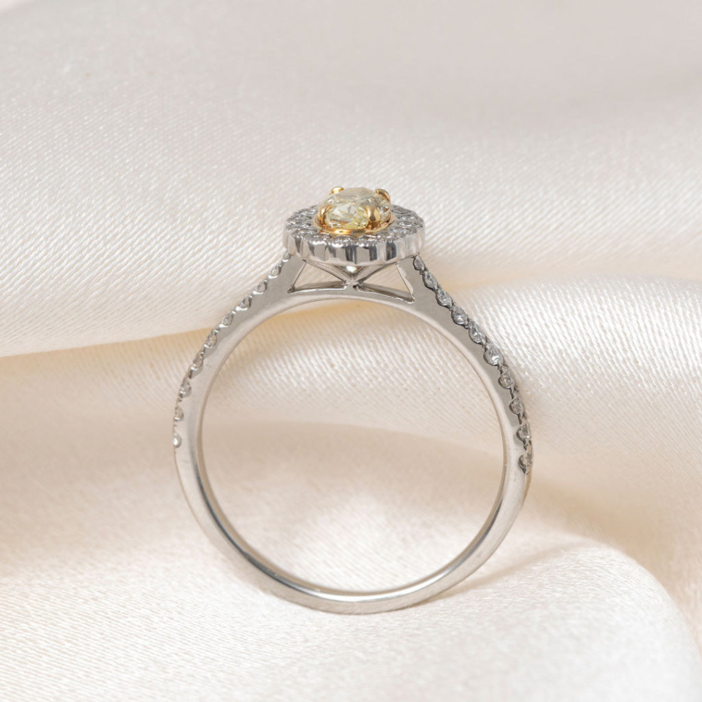 FIREFLY 0.96ct | Oval Halo Yellow Diamond Engagement Ring