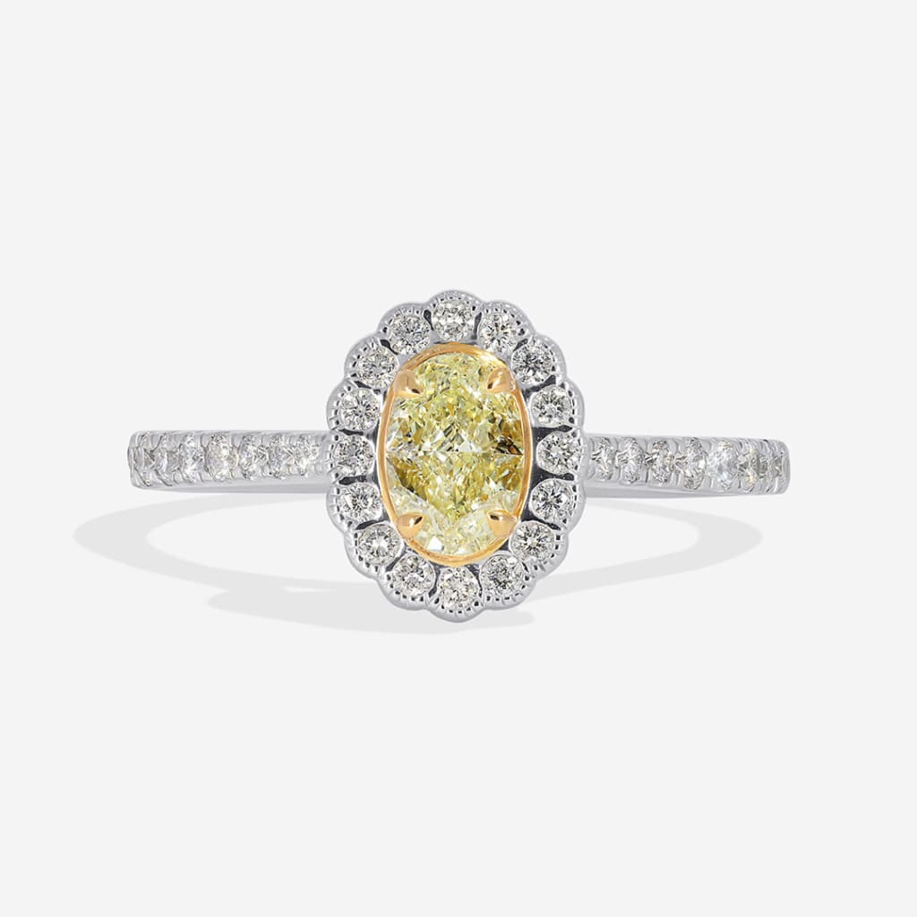 Fancy Light Yellow diamond Engagement ring w