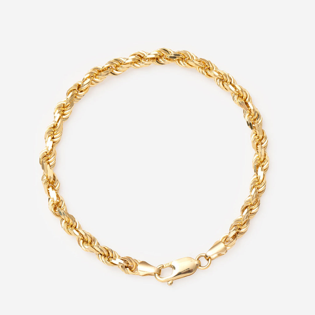 yellow gold rope chain bracelet