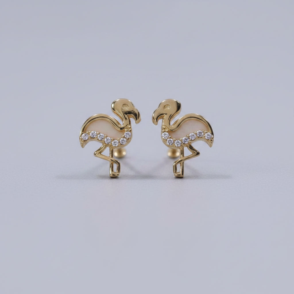 Flamingo Stud Earrings | 9ct Gold