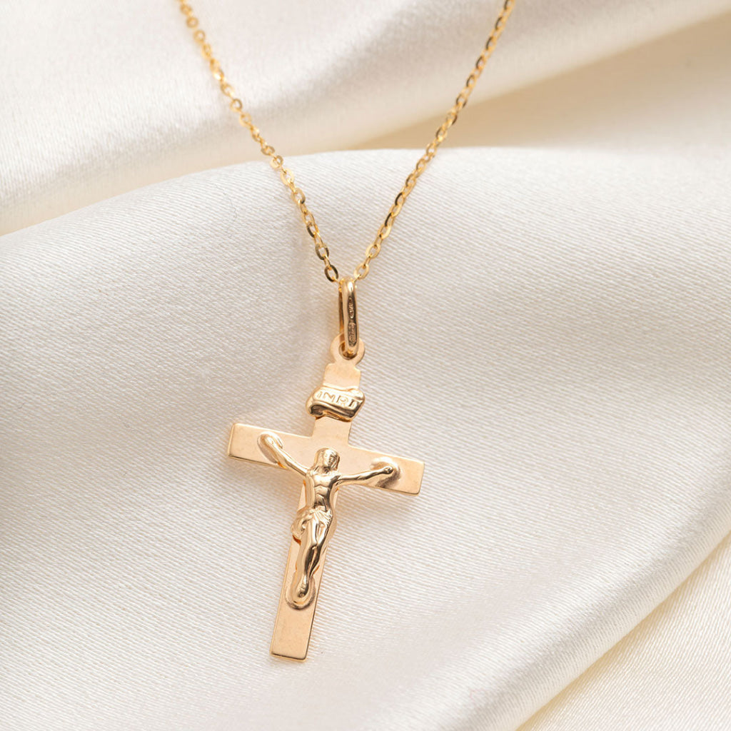 Flat Cross & Crucifix Necklace | 9ct Gold - Necklace