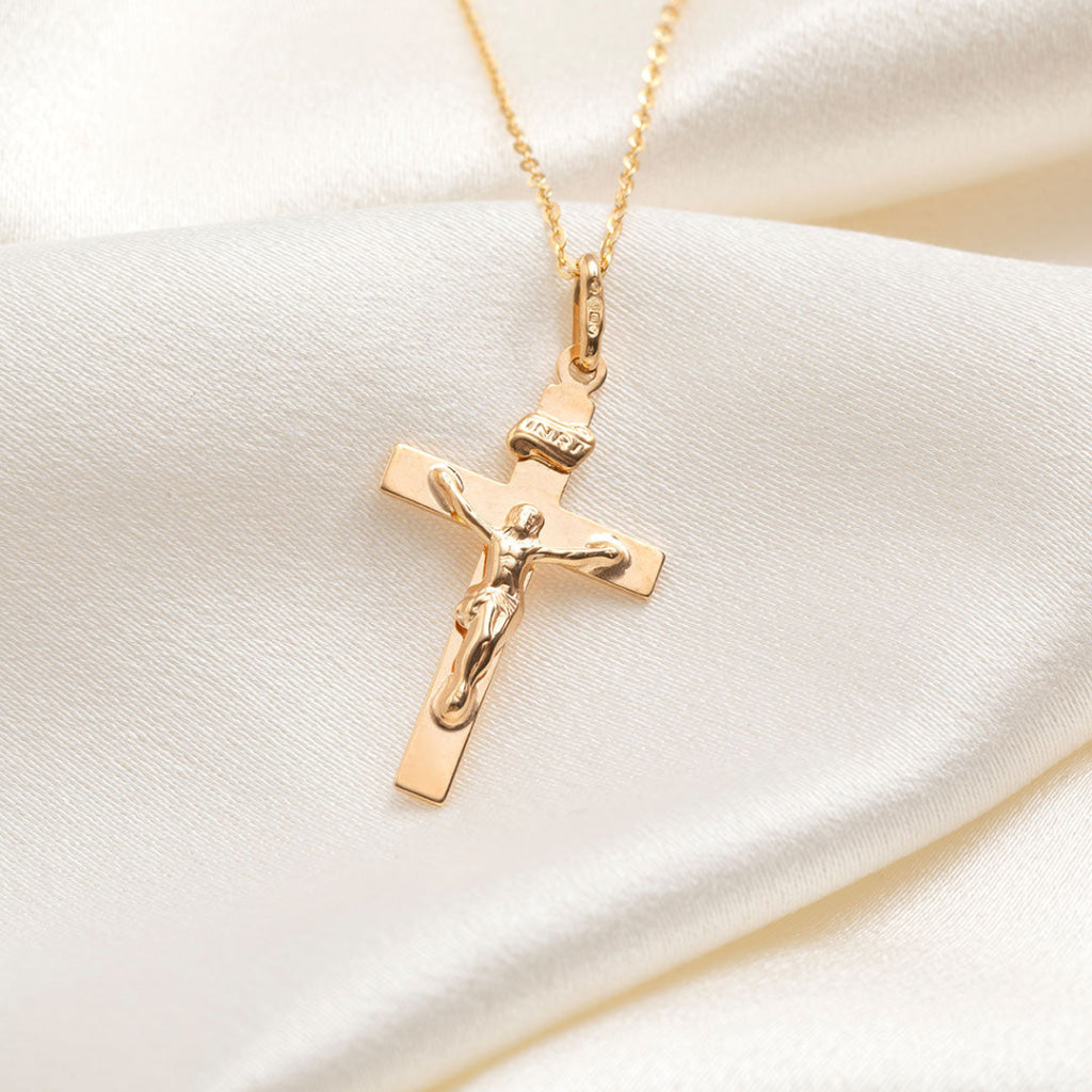 Flat Cross & Crucifix Necklace | 9ct Gold - Necklace