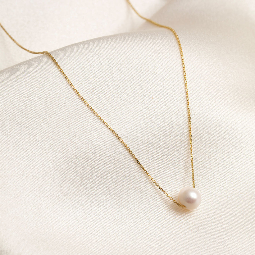 Floating Pearl Necklace | 9ct Gold - Necklace