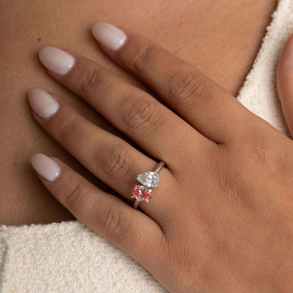 hand shot of platinum engagement ring