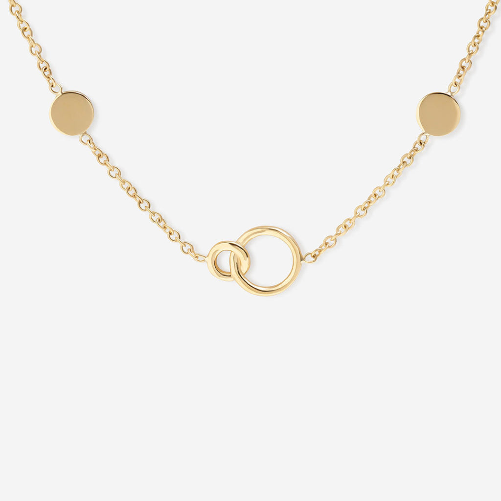 interlocking circle yellow gold necklet