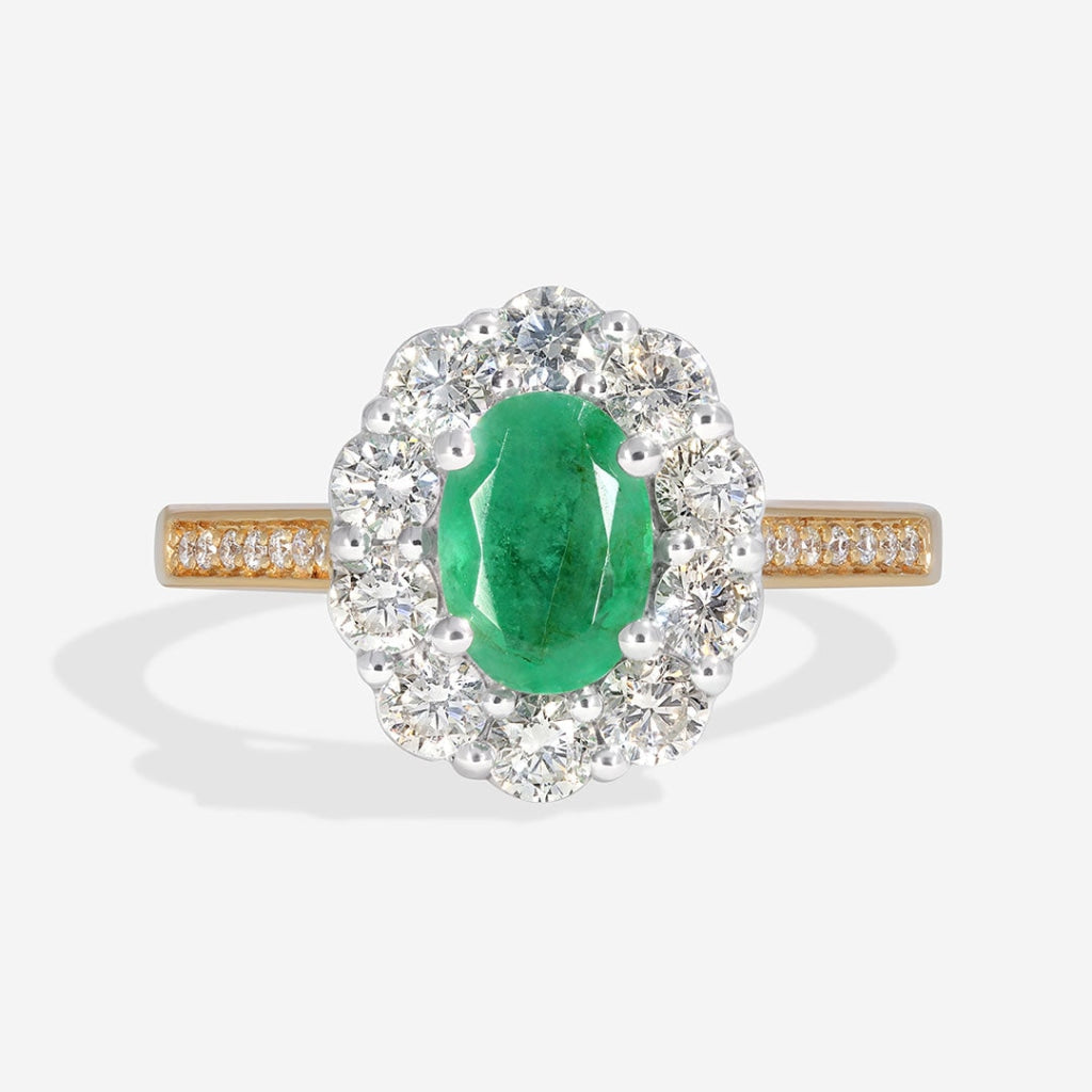 Flourish 18ct Gold Emerald Diamond Ring