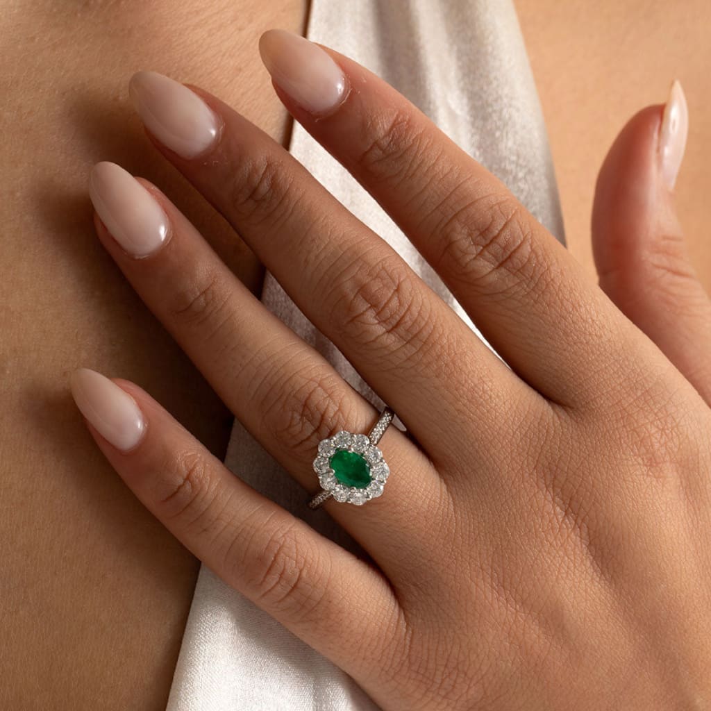 FLOURISH Platinum | Emerald Diamond Ring