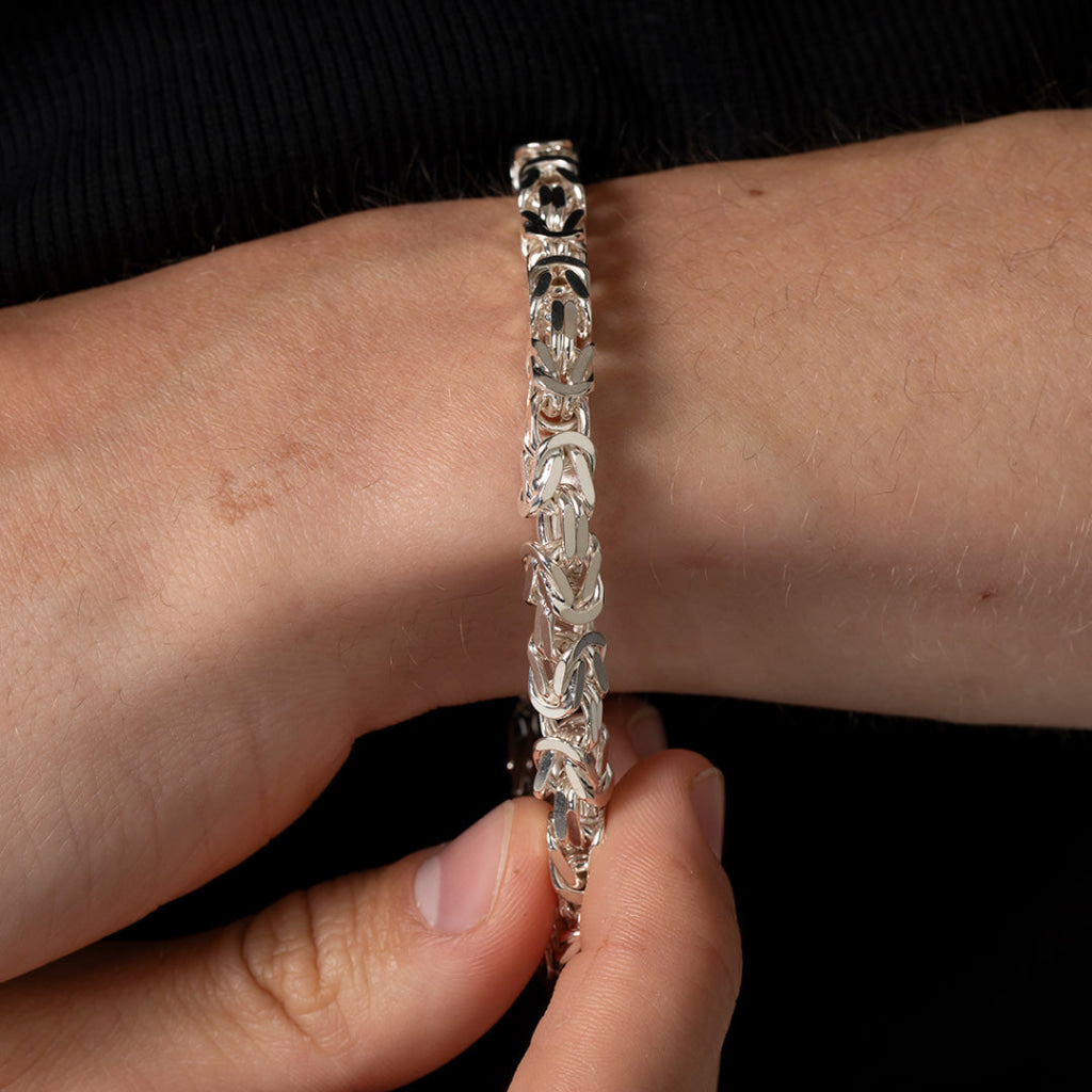 Flynn | Sterling Silver Gents Byzantine Bracelet - Bracelet