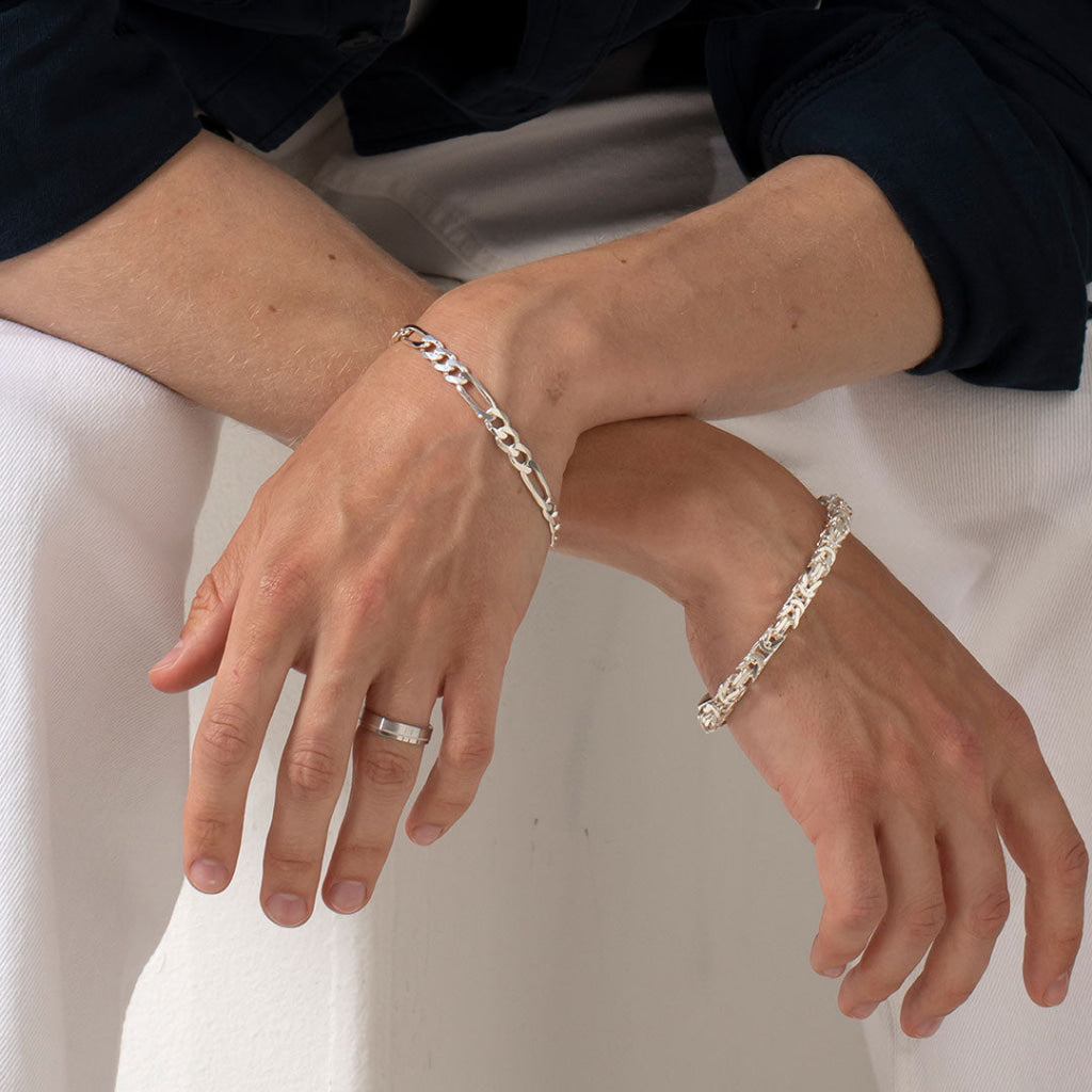 Flynn | Sterling Silver Gents Byzantine Bracelet - Bracelet