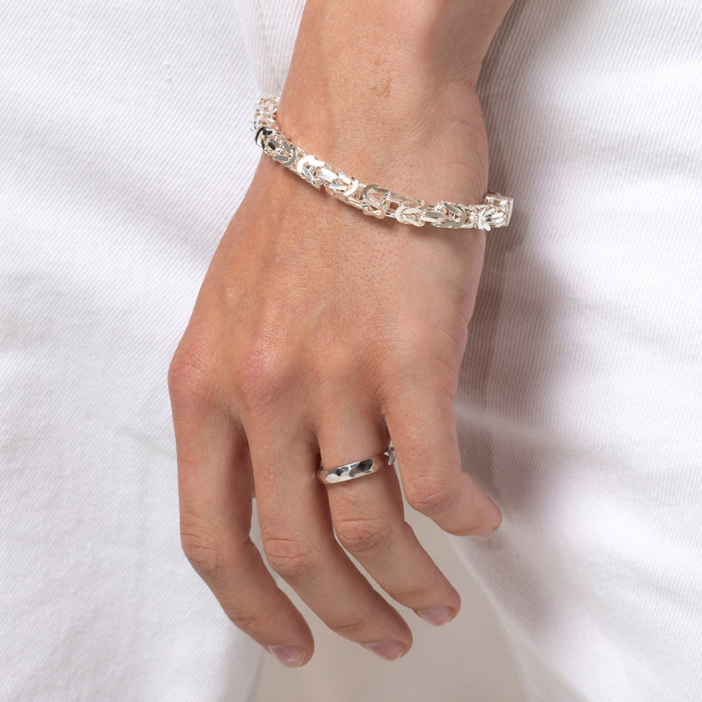 Flynn | Sterling Silver Gents Byzantine Bracelet - Bracelet
