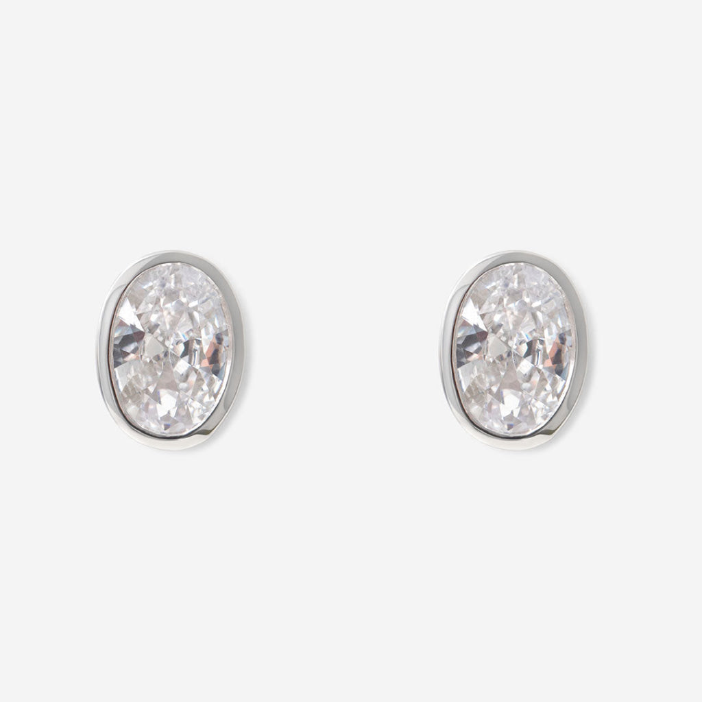 Framed CZ Earrings  | 9ct White Gold