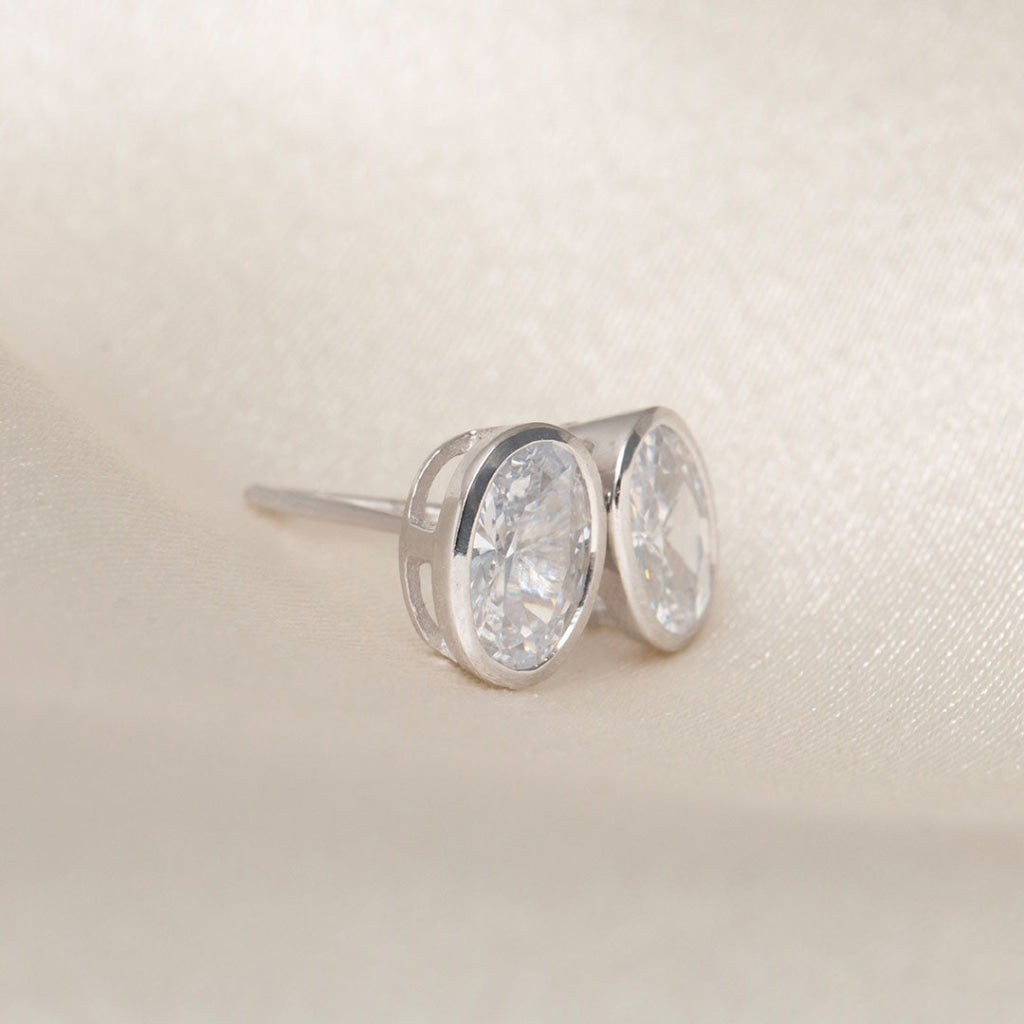 Framed CZ Earrings | 9ct White Gold - Earrings