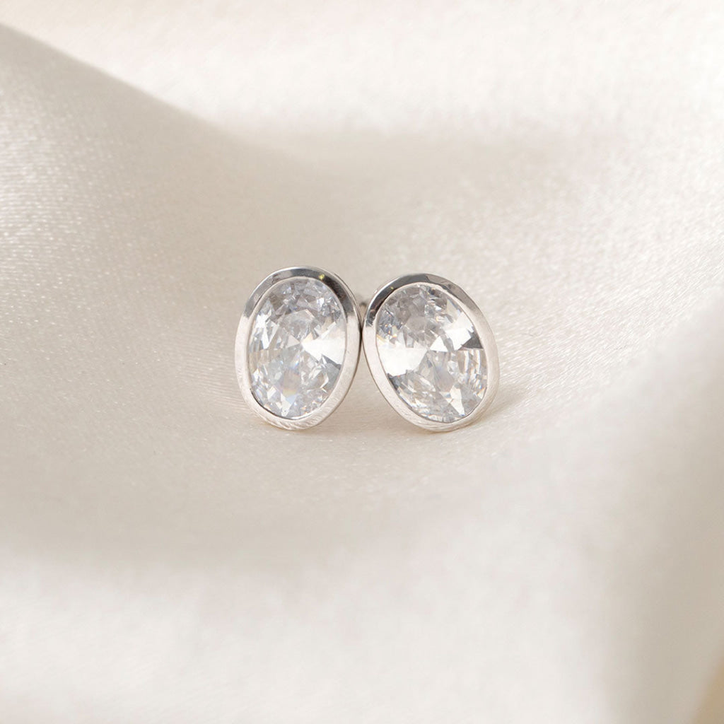 Framed CZ Earrings | 9ct White Gold - Earrings