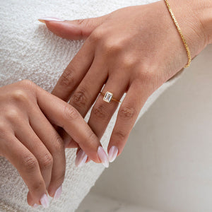 FREDA 1ct | Emerald Cut Bezel Set Lab Grown Diamond Engagement Ring 18ct Gold