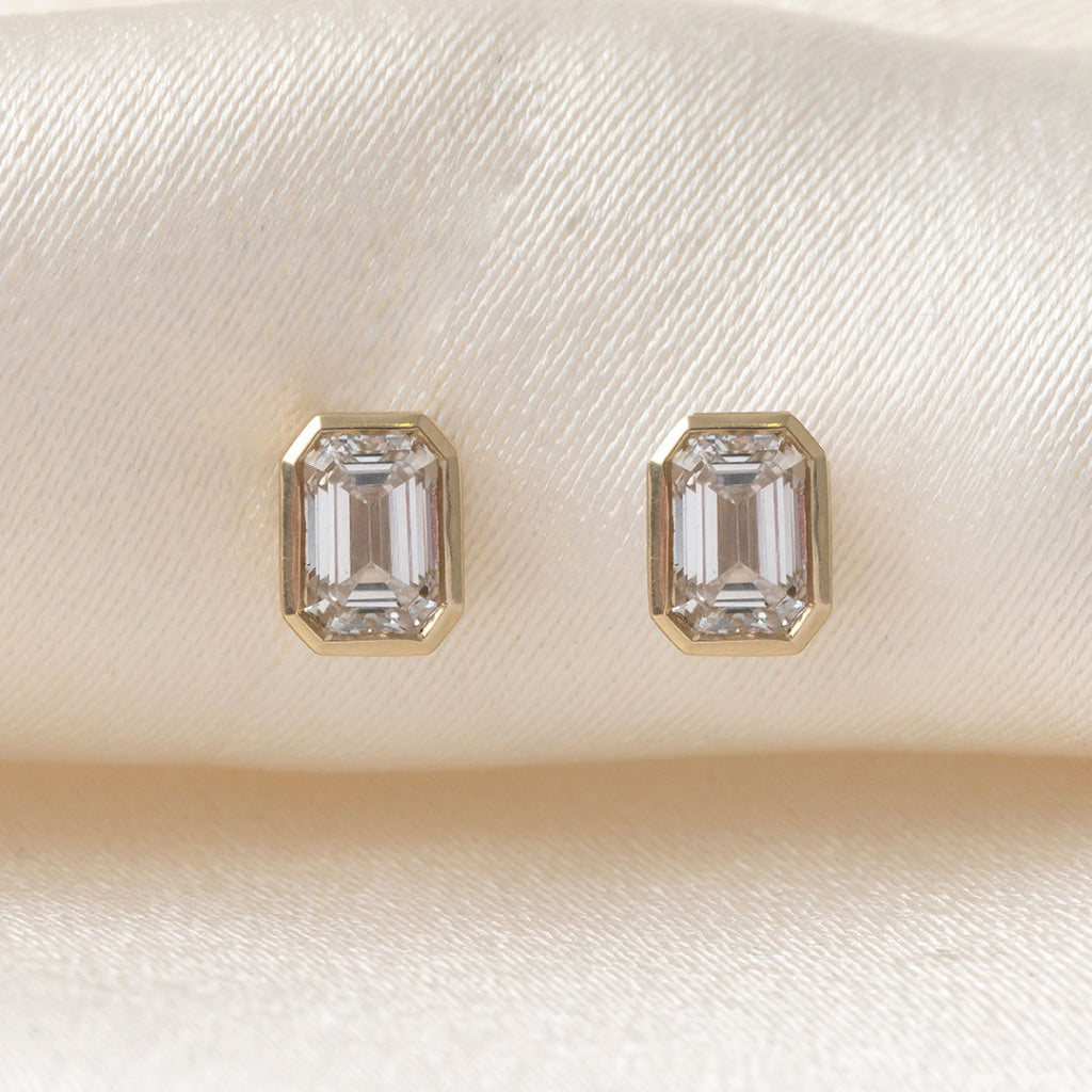 FREDA - 1ct | Emerald Cut Lab Grown Diamond Earrings in 9ct
