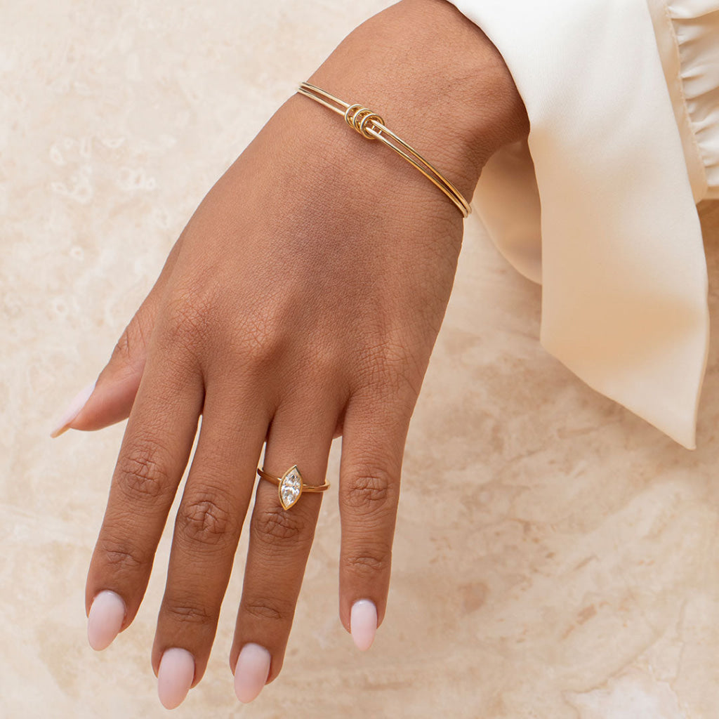 FREDA 1ct | Marquise Bezel Set Lab Grown Diamond Engagement Ring in 18ct Gold