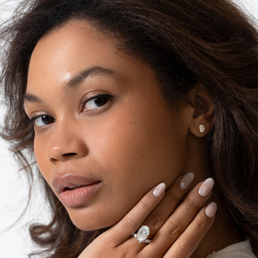 FREDA - 1ct | Oval Lab Grown Diamond Earrings in 9ct Gold