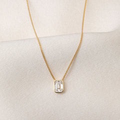 Emerald cut diamond necklace