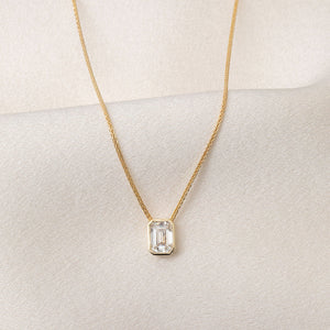 FREDA | Emerald Cut Lab Grown Diamond Necklace in 9ct Gold