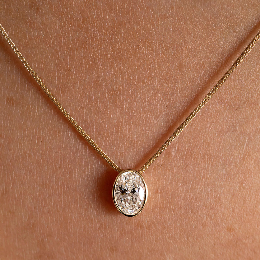 FREDA | Oval Cut Lab Grown Diamond Necklace in 9ct Gold
