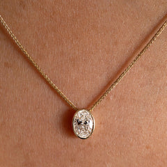 FREDA | Oval Cut Lab Grown Diamond Necklace in 9ct Gold