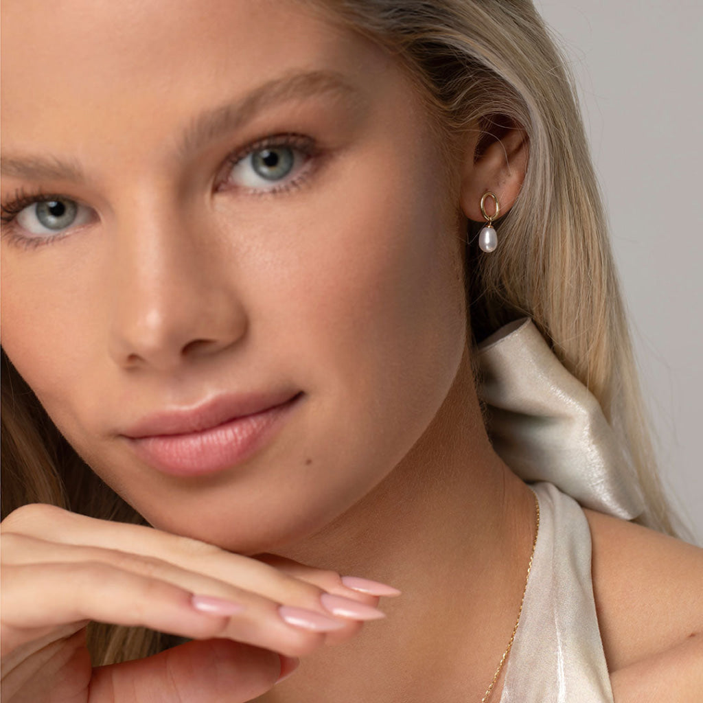French Pearl Drop Earrings | 9ct Gold