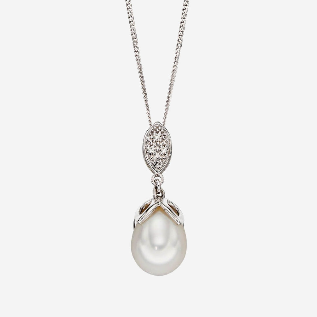 Freshwater Drop Pearl Necklace | 9ct White Gold