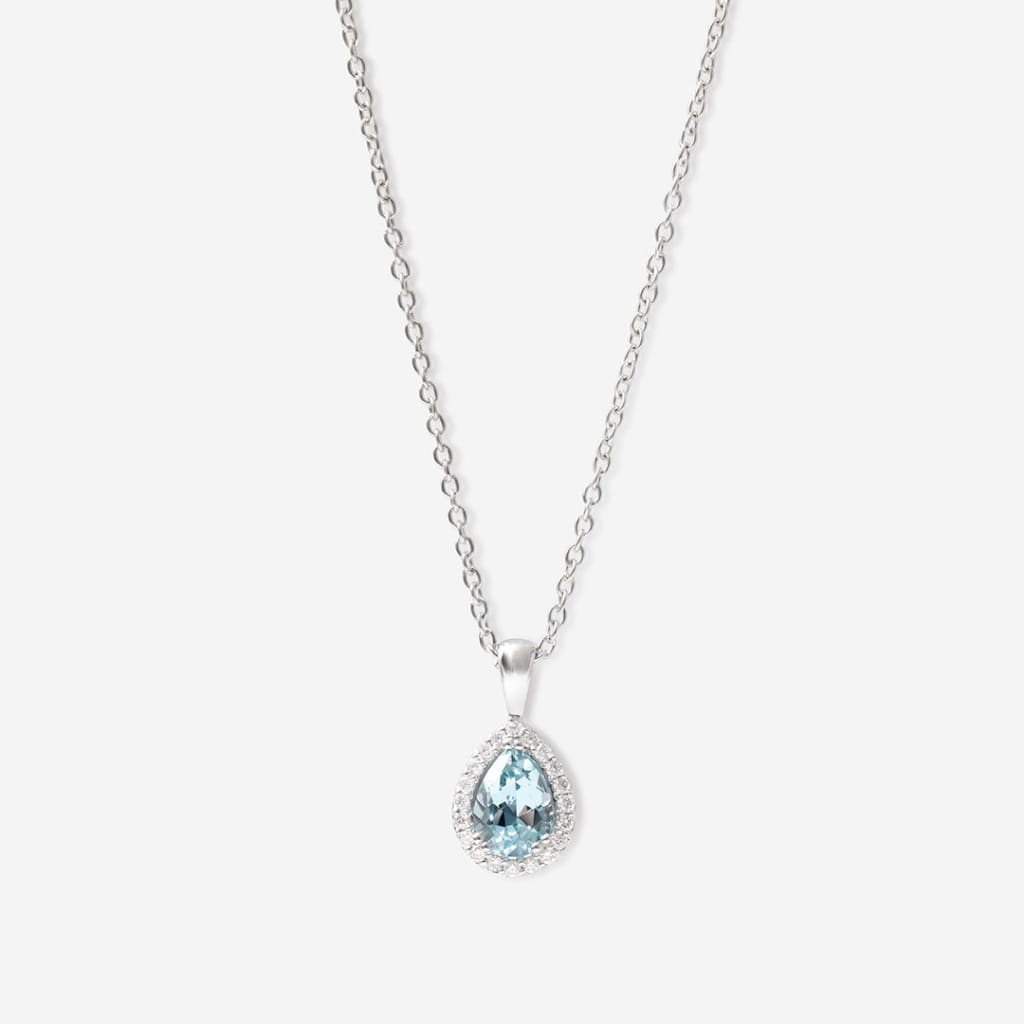 Gaiety | Aquamarine & Diamond Necklace in 9ct White Gold