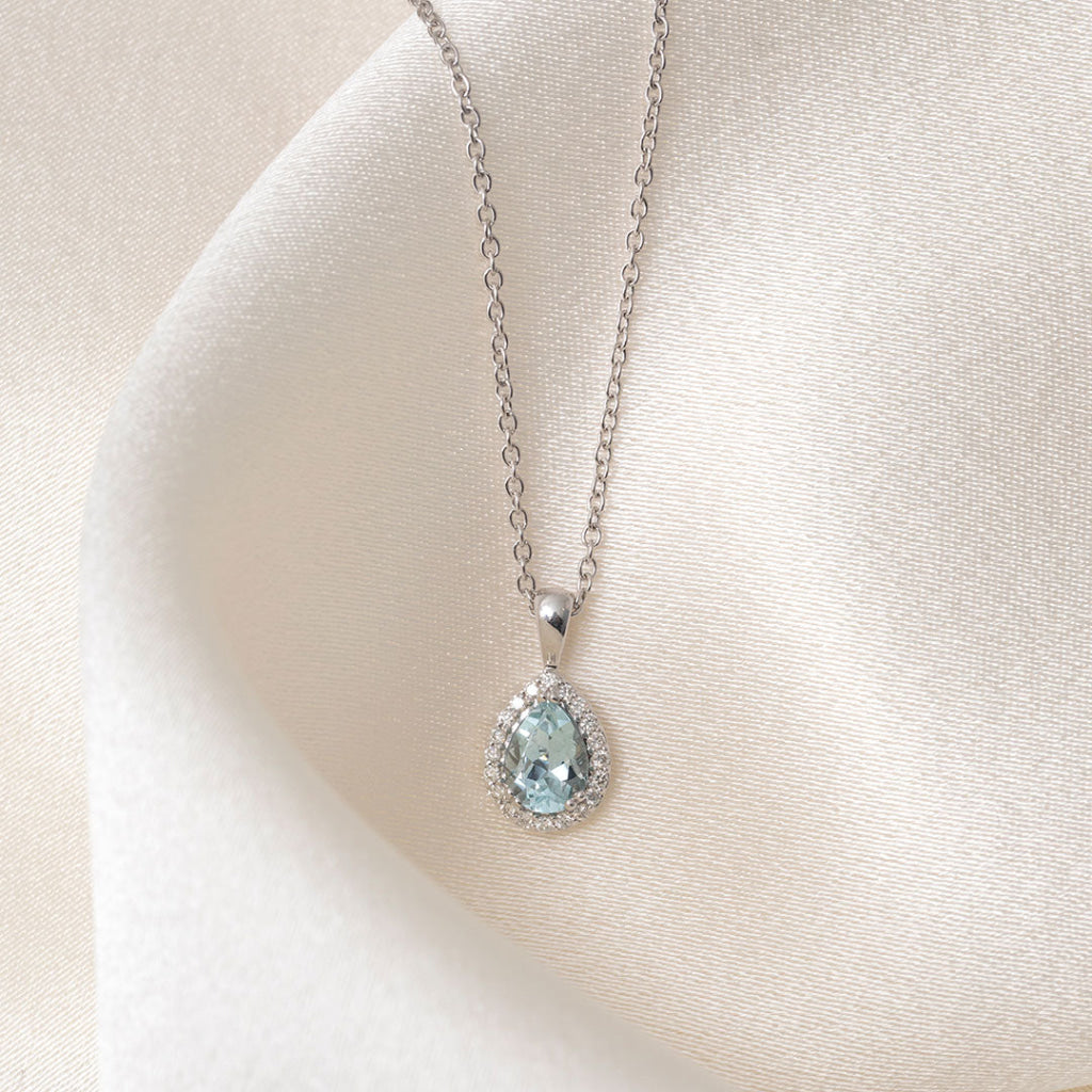Gaiety Aquamarine & Diamond Necklace | 9ct Gold - Necklace
