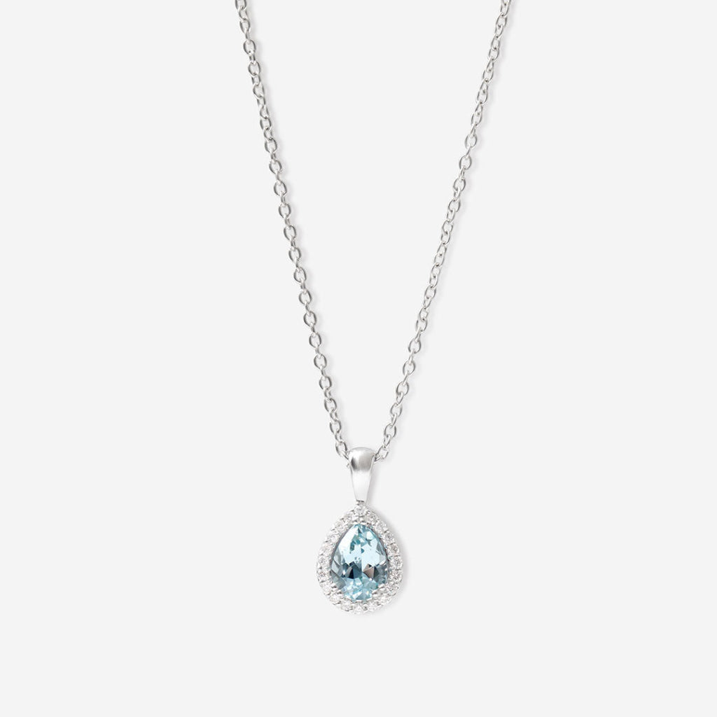 Gaiety | Aquamarine & Diamond Necklace in 9ct White Gold
